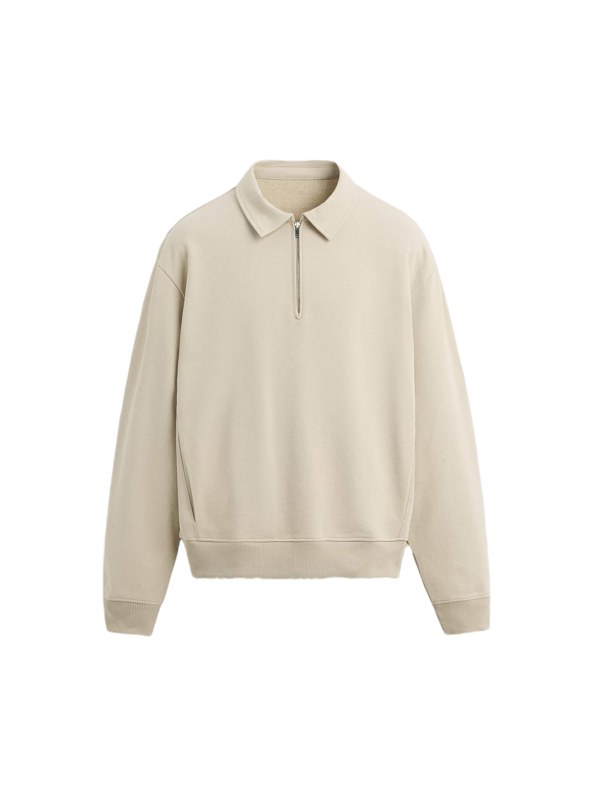 Neutral Zip Polo Sweatshirt